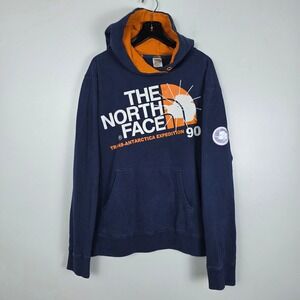 The North Face Trans Antarctica Expedition 90 Navy Orange Hoodie Mens XL